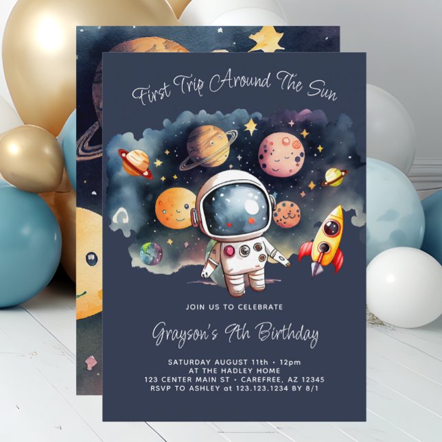 Invitation Planètes de l'espace bleu 9e anniversaire Invitati (Créateur téléchargé)