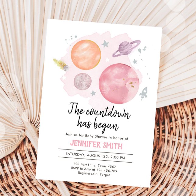 Invitation Planètes spatiales Galaxy Girl Baby shower (Créateur téléchargé)