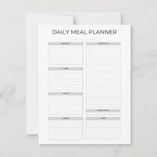 Invitation Planificateur de repas quotidien   Simple design m
