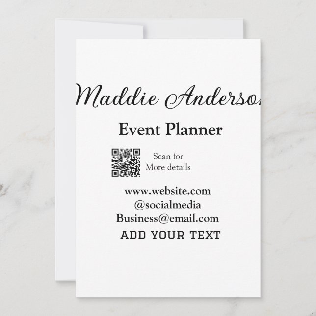 Invitation Planificateur d'événements ajouter nom Code QR dét (Devant)