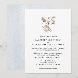 Invitation Plante à bille de coton aquarelle   MARIAGE