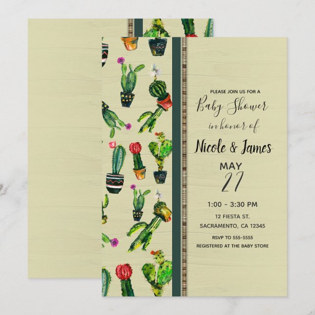 Invitation Plante de cactus du sud-ouest Fête de naissance na (Devant / Derrière)
