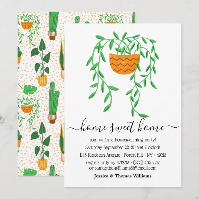 Invitation Plante de la Maison Poted House (Devant / Derrière)