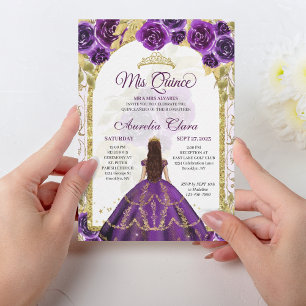 Invitation Plante florale violette Princess Gold Arch Quincea