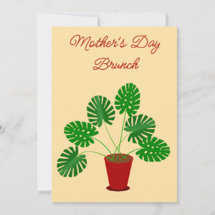 Invitation Plante Monstera pour la Fête des Mères Brunch pers