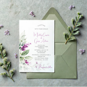 Invitation Plante Purple Lavender et Mariage Arrière - plan v