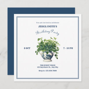 Invitation Plantes avec vase antique anniversaire