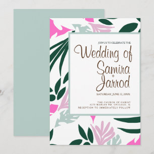 Invitation Plantes de feuilles botaniques verdure d'été maria