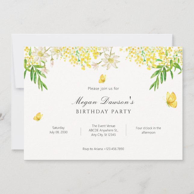 Invitation Plantes papillon floral jaune (Devant)