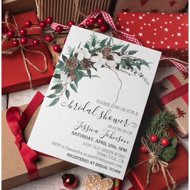 Invitation Plantes vertes de coton d'hiver pour la douche de  (Créateur téléchargé)