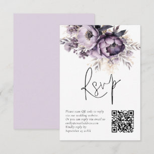 Invitation Plantes violettes Lilac Florals QR Code Mariage Ca