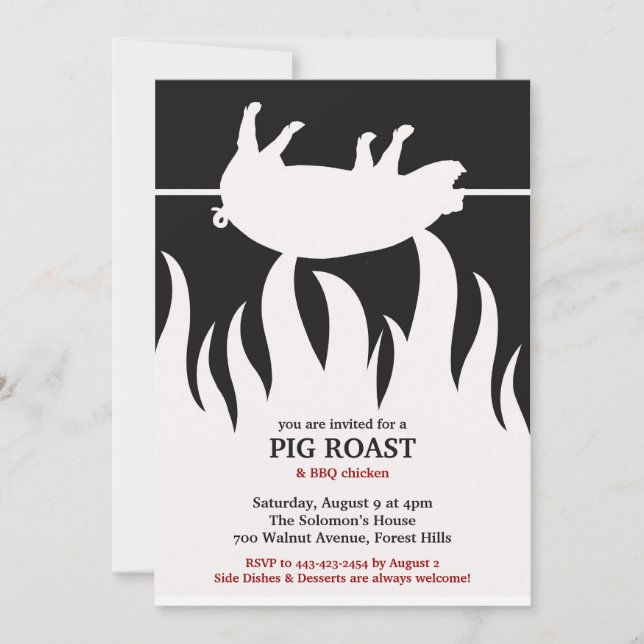 Invitation Plat BBQ de la flamme de rôti de porc (Devant)