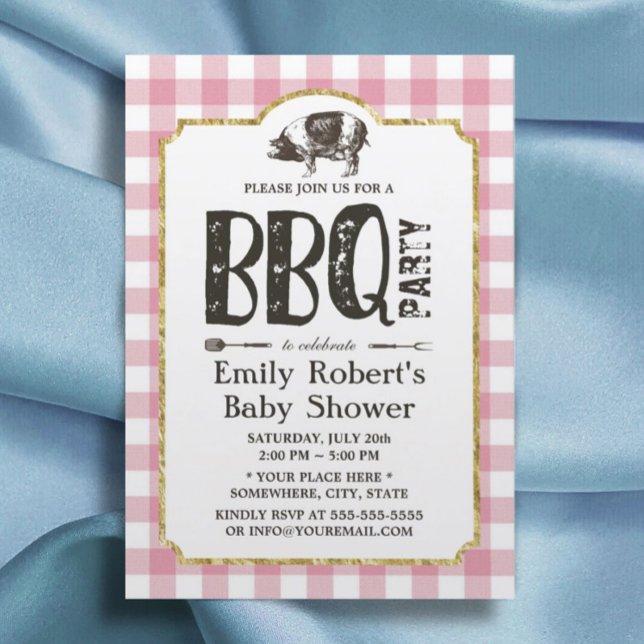 Invitation Plat rose BBQ rôti de porc baby shower (Créateur téléchargé)