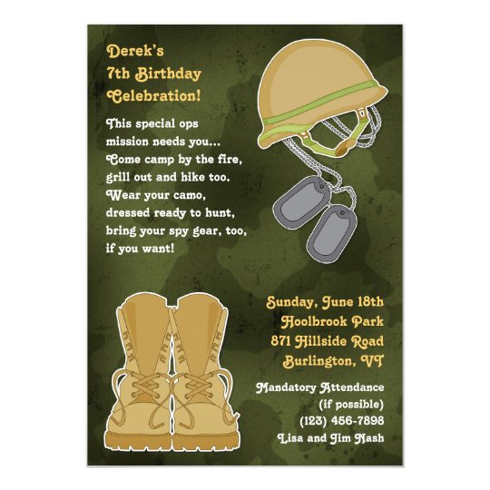 Invitation Plate D Anniversaire Militaire De Camo Zazzle Ca