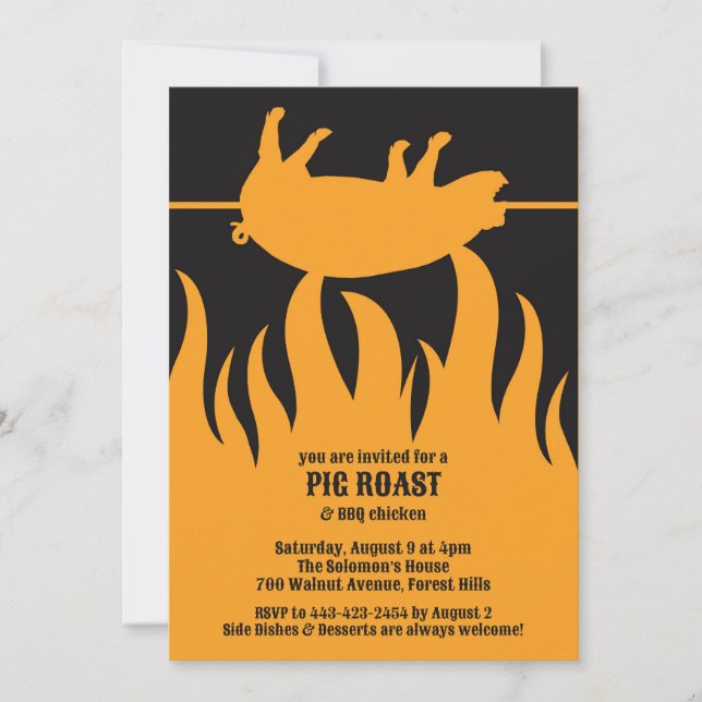 Invitation plate du barbecue rôti de porc (Devant)