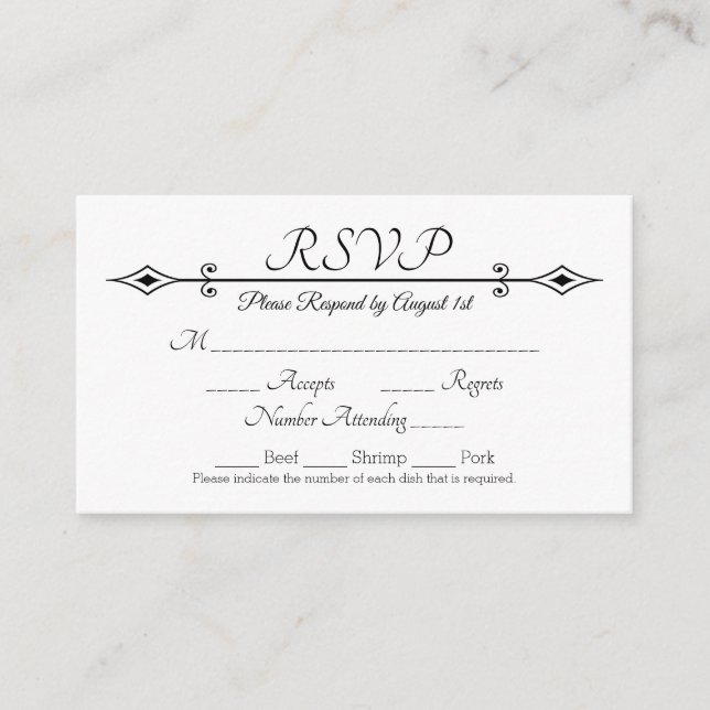 Invitation plate Elégant Noir Dentelle Mariage RSV (Devant)