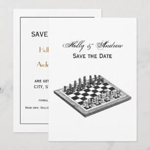 Invitation Plateau de Jeu d'Échecs et Pièces d'Échecs Art Vin