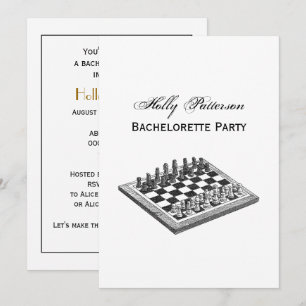 Invitation Plateau de Jeu d'Échecs et Pièces d'Échecs Art Vin