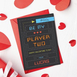 Invitation "Player Two" Gamer Classroom Valentine's Day Card