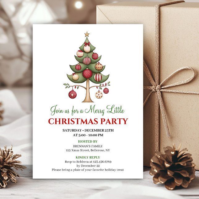 Invitation Playful artistic Christmas tree holiday party  (Playful artistic Christmas tree holiday party invite)
