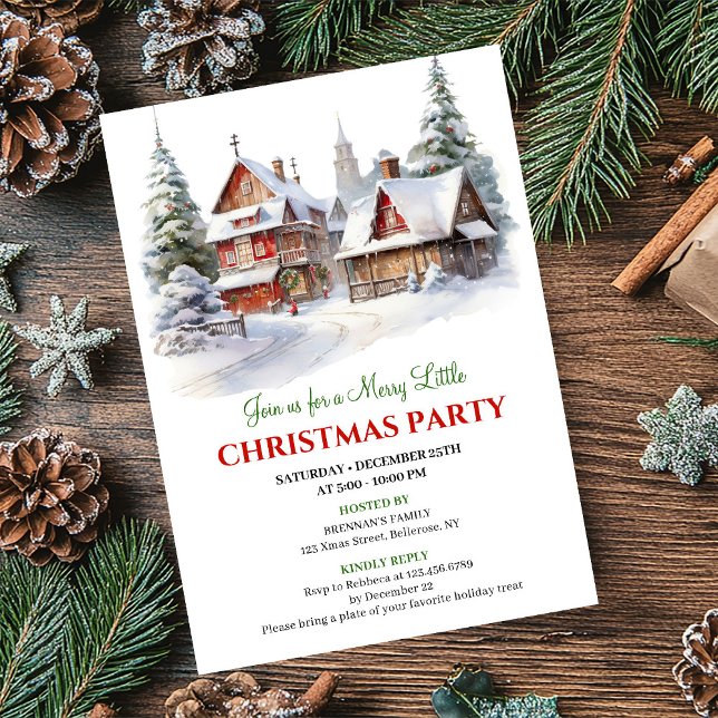 Invitation Playful Christmas scene cozy festive city invites (Playful Christmas scene cozy festive city invitation)