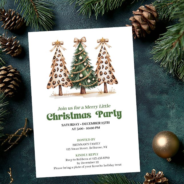 Invitation Playful earthy tones Christmas tree leopard card (Playful earthy tones Christmas tree leopard card)