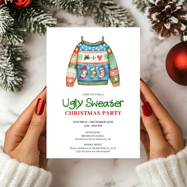 Invitation Playful Funny Ugly Sweater Xmas Invite (Playful Funny Ugly Sweater Xmas Invite)