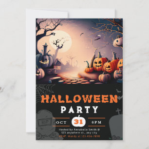 Invitation Pleine lune à lanterne Jack-O' effrayant Halloween