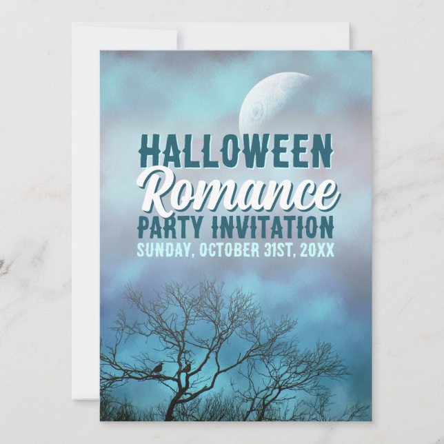 Invitation Pleine lune Bleue Gothique pour Mariages & Hallowe (Devant)