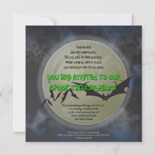 Invitation Pleine lune et chauves-souris Halloween Fête Invit
