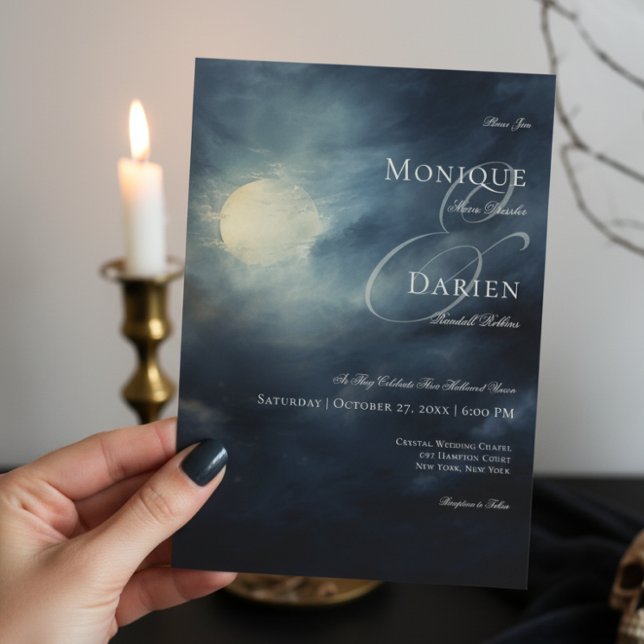 Invitation Pleine lune gothique foncé Mariage de nuit Sky (Créateur téléchargé)