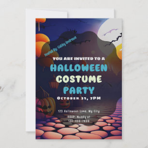 Invitation Pleine lune Jack-O' Lanterns Halloween Déplaisant