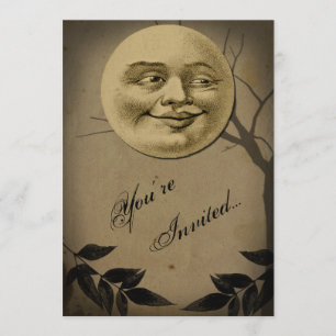 Invitation Pleine lune lunatique Face à la fête d'Halloween