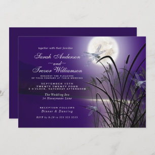 Invitation Pleine lune Mariage Améthyste Étang de libellules