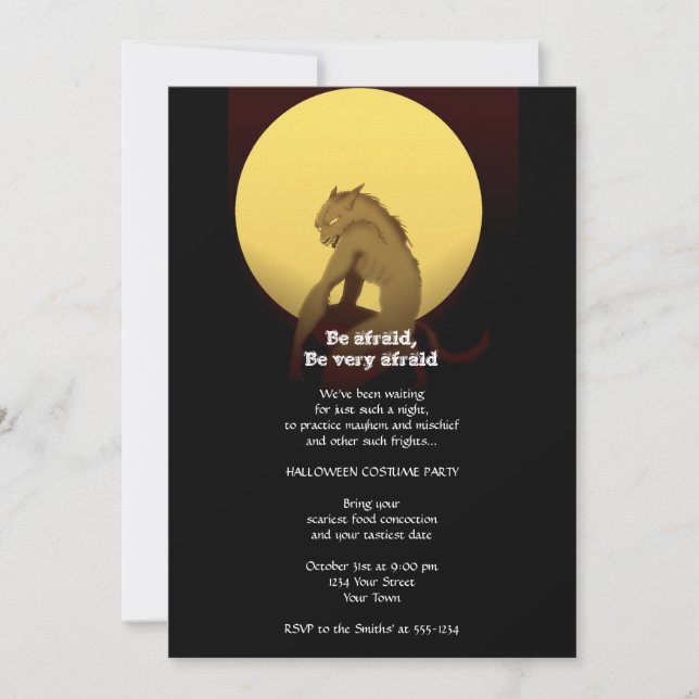 Invitation Pleine lune Werewolf Halloween (Devant)
