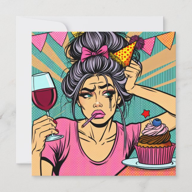 Invitation Pleure si tu veux pop art Anniversaire (Devant)