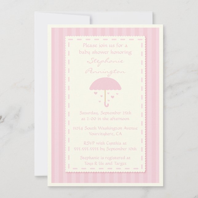 Invitation Pleuvoir l'invitation de baby shower de parapluie (Devant)