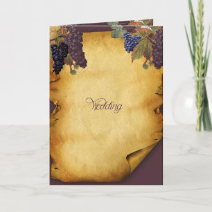 Invitation pliée de mariage au vignoble avec vigne
