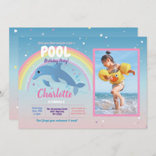 Invitation Plomb d'anniversaire du Dolphin Photo Pool