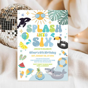 Invitation Plonge dans Six Fête de Piscine Été 6ème Anniversa