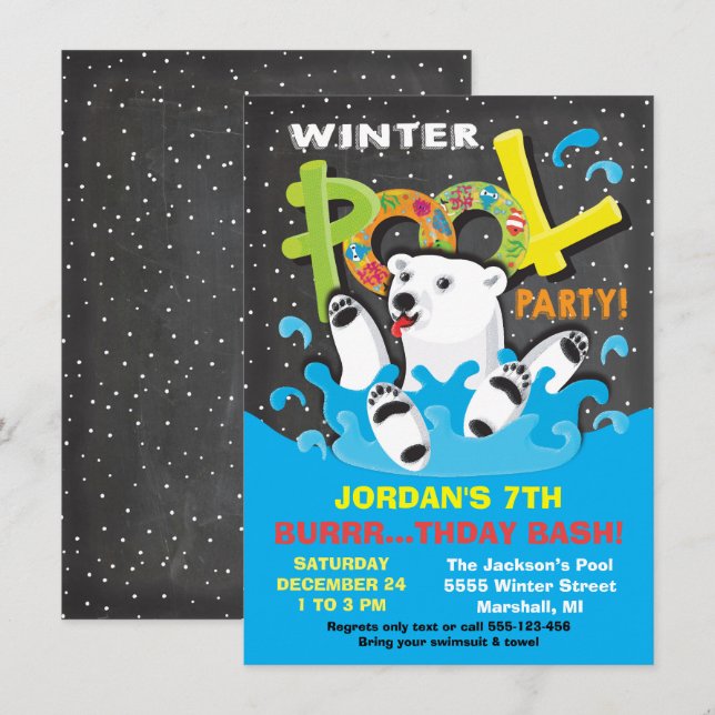 Invitation Plongée de la piscine d'hiver de l'ours polaire (Devant / Derrière)