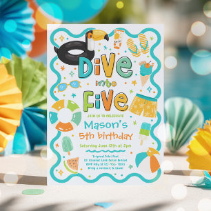 Invitation Plongez dans cinq ans d'anniversaire de fête au bo