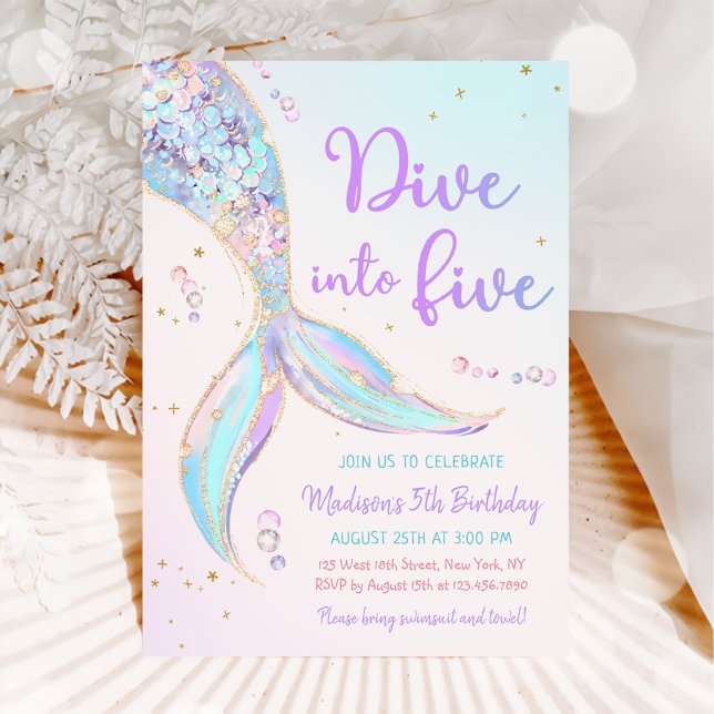 Invitation Plongez dans cinq sirènes 5e fête d'anniversaire (Créateur téléchargé)