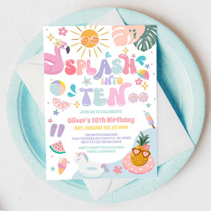 Invitation Plongez dans Dix Fête de Piscine Été 10e Anniversa