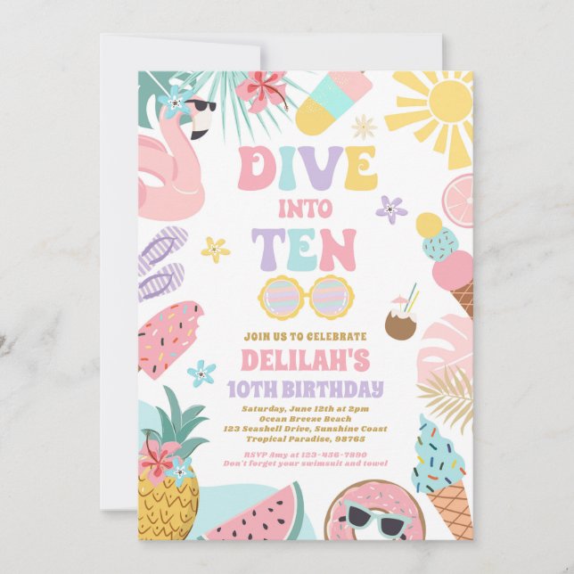 Invitation Plongez dans dix Tropical Beach 10e anniversaire f (Devant)