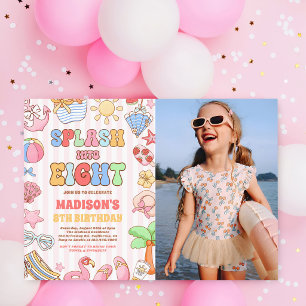 Invitation Plongez dans huit photos d'anniversaire de plage t