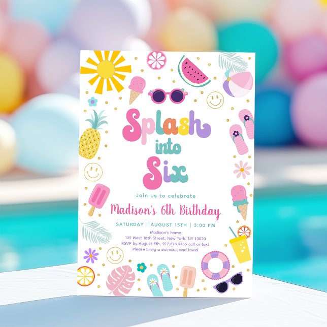Invitation Plongez dans la fête de la piscine de six filles A (Créateur téléchargé)