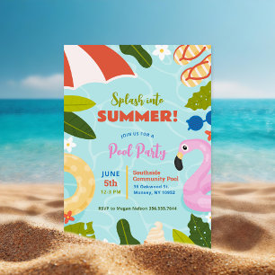 Invitation Plongez dans la fête de la piscine d'été