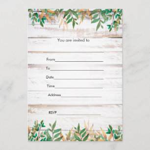 Invitation Plongez dans la verdure invitant aquarelle rustiqu