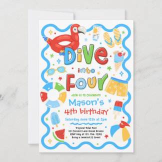 Invitation Plongez dans quatre ans d'anniversaire de fête au 